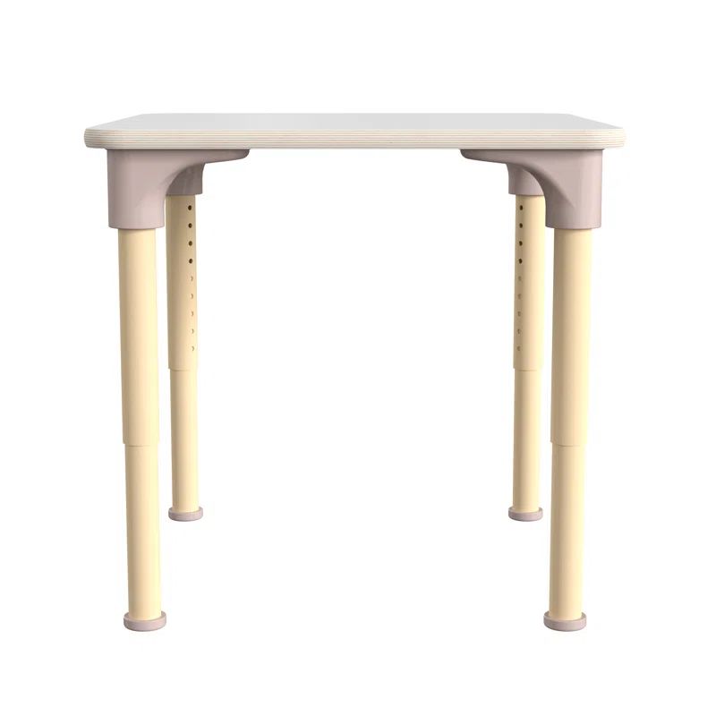 Adjustable Height Square Wooden Classroom Table with Powder-Coated Metal Legs