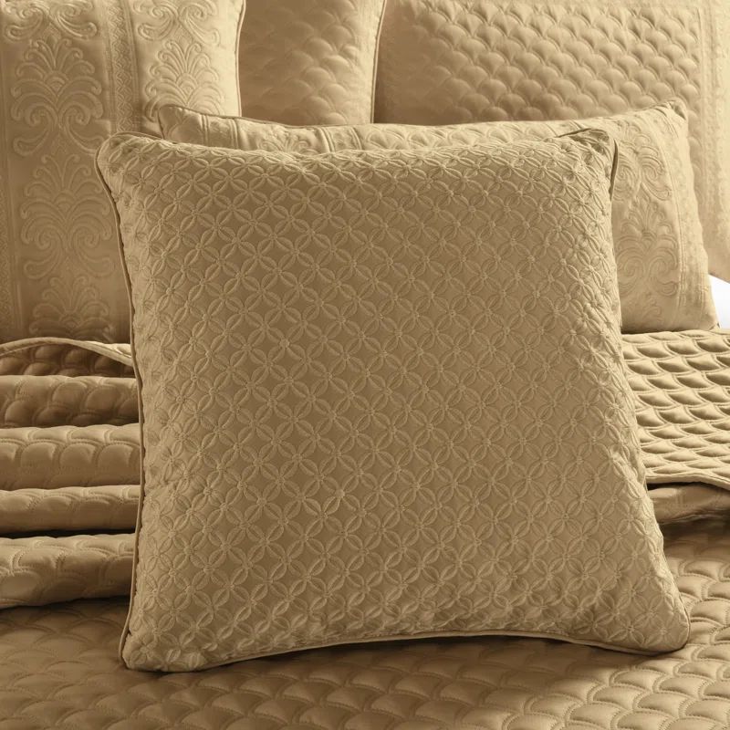 Lyndon Gold Embroidered Square Decorative Throw Pillow