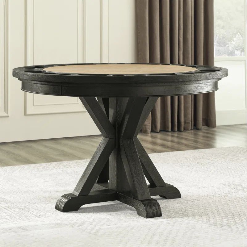 48" Black Oak Veneer Round Rustic Dining Table