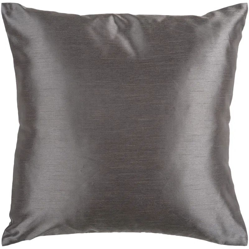 Gray Polyester Silk 22" Square Pillow Cover