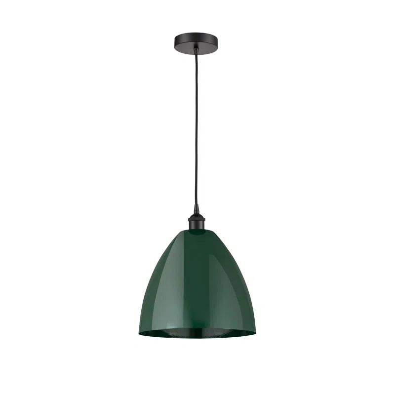 Matte Black and Green Glass Mini Pendant Light