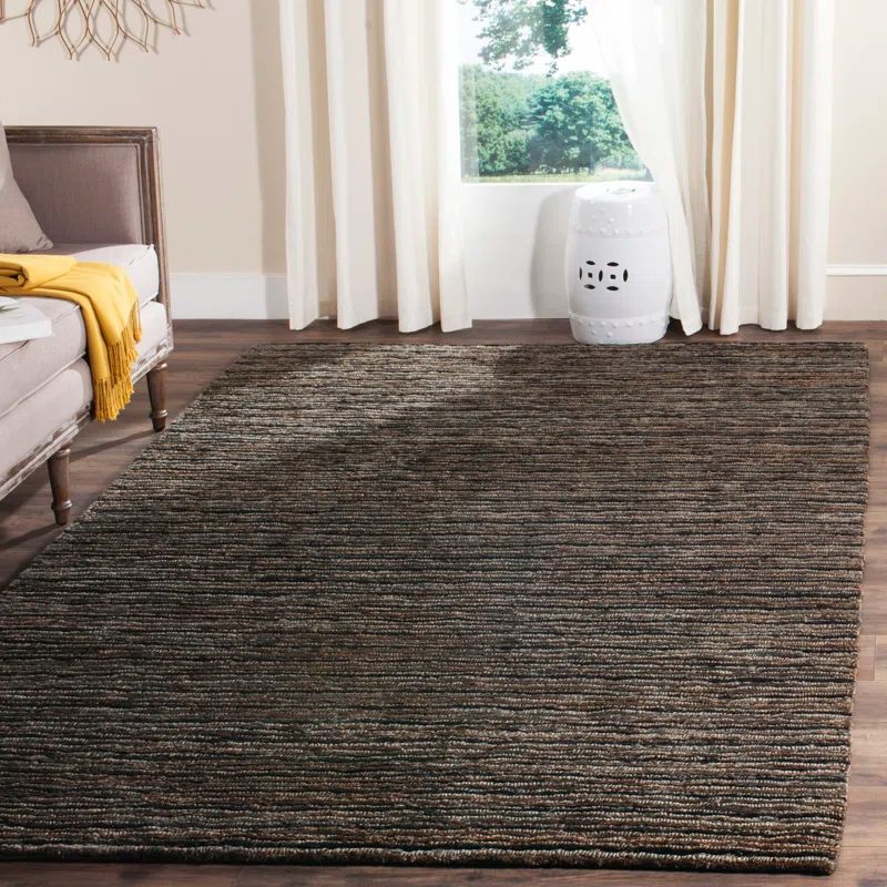 Gray Hand-Knotted Jute Rectangular Area Rug