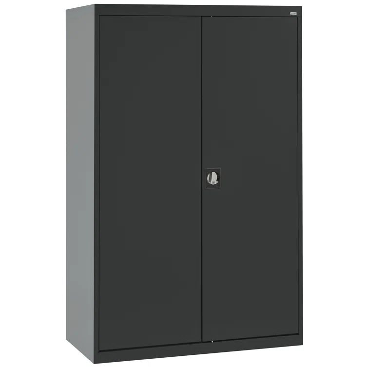 Black Full Height Steel Office Storage Cabinet with Adjustable Shelving