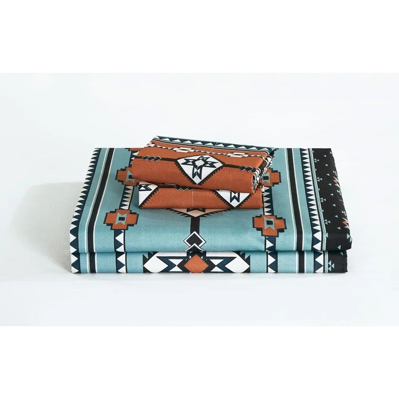 King Size Multi Cowboy Rodeo Print Microfiber Sheet Set