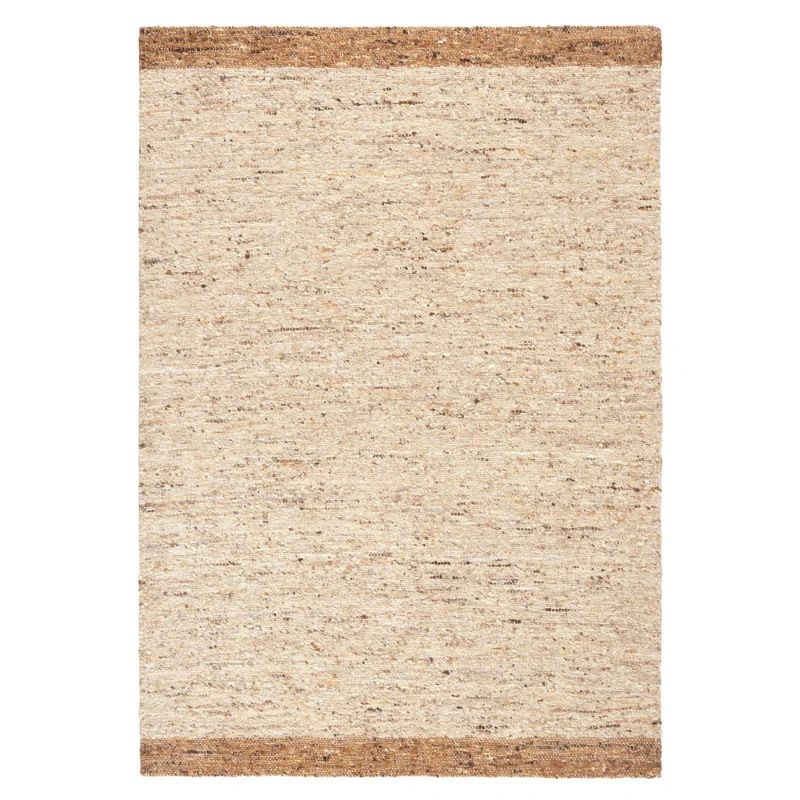 Montana Beige and Light Brown Wool Handmade 5' x 7' Area Rug