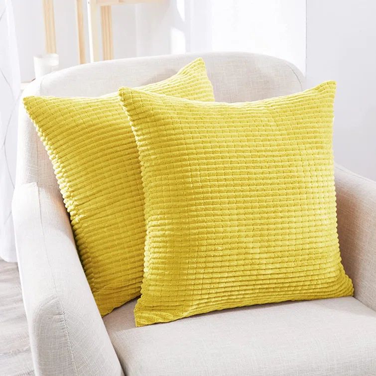 Mellow Yellow Corduroy Euro Throw Pillow Covers, Set of 2