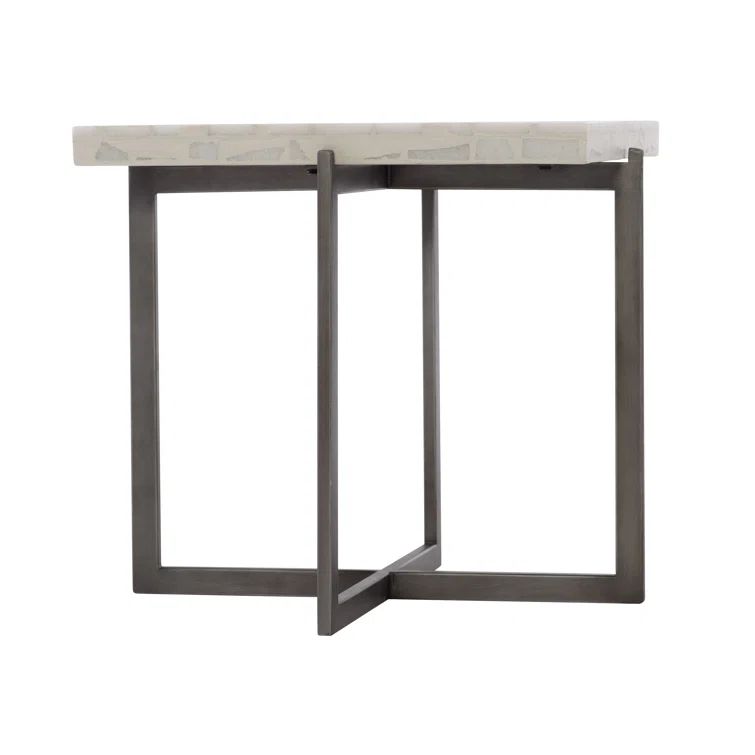 Small Beige and Gray Concrete Square Cocktail Table