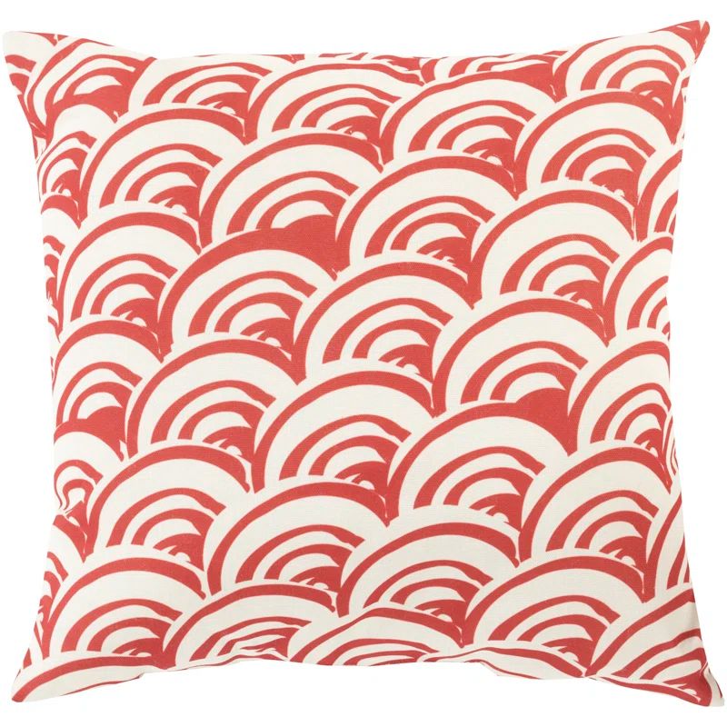 Red and Neutral Polyester Square Indoor/Outdoor Pillow