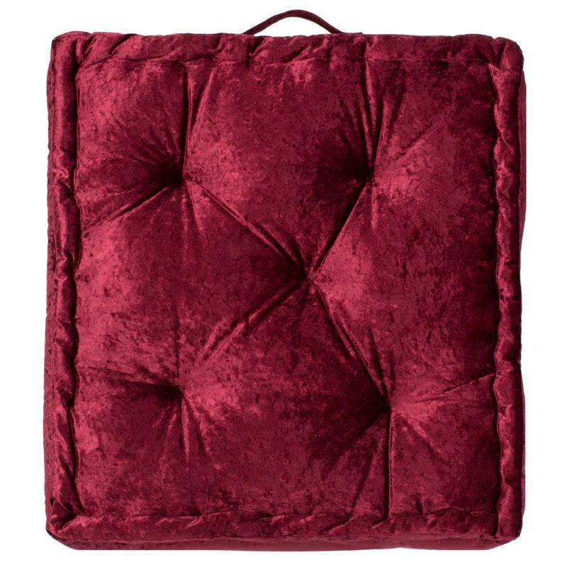Belia Burgundy Velvet Square Floor Pillow