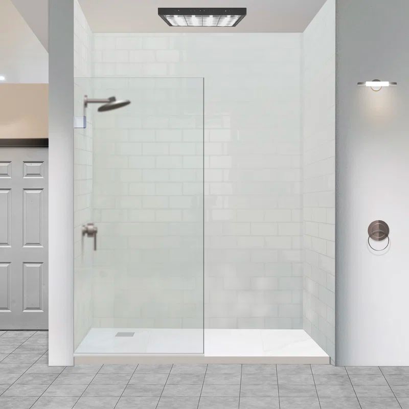 24" x 60" Frameless Clear Glass Shower Panel with Chrome Finish