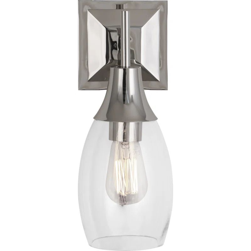 Polished Nickel Glass Shade Dimmable Wall Sconce