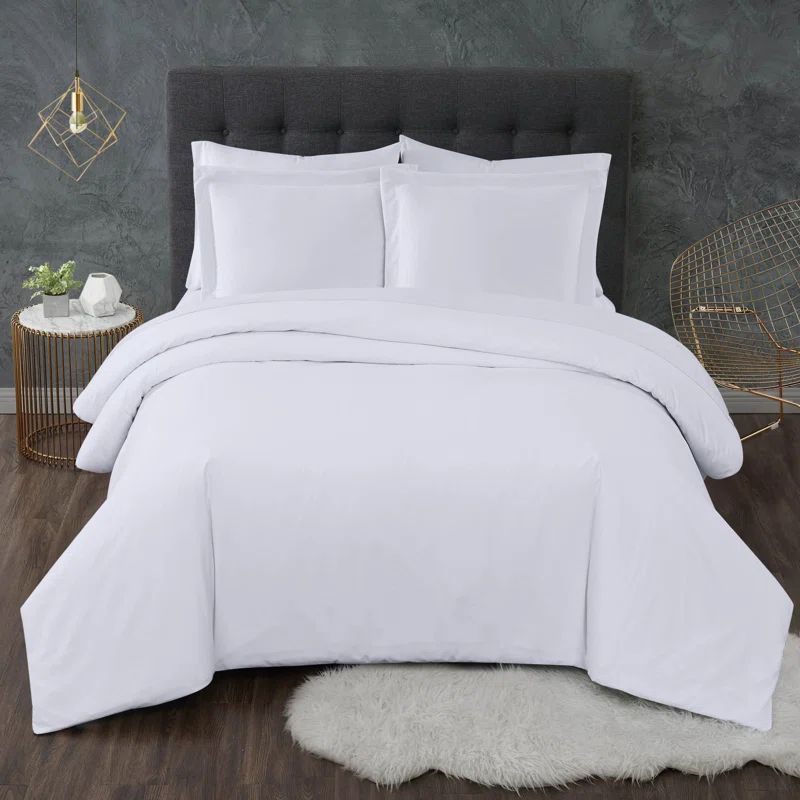 White Twin/Twin XL Microfiber Duvet Cover Set with Sham