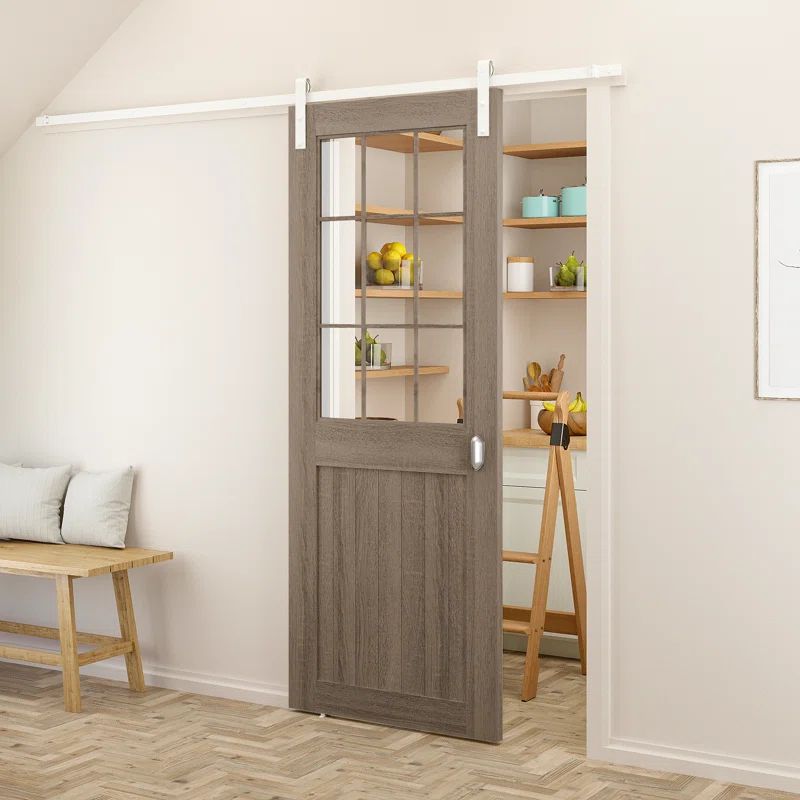 Matte White Soft Close Single Barn Door Hardware Kit