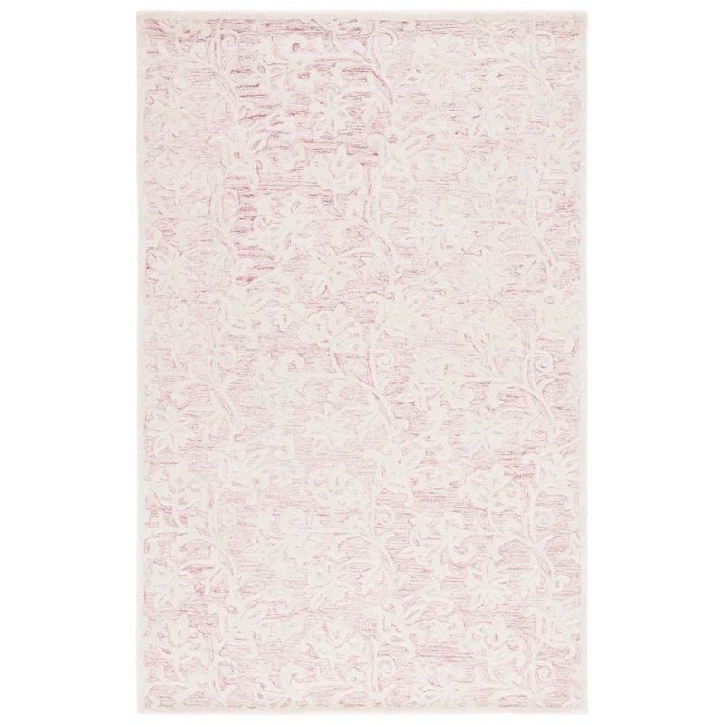 Handmade Pink and Ivory Tufted Wool 8' x 10' Area Rug