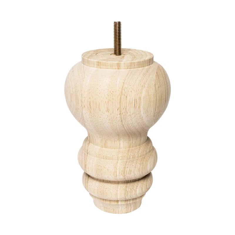 6 Inch Stained Cherry Rubberwood Bun Foot Leg