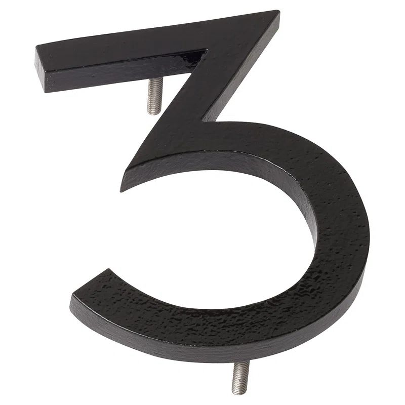 Black Aluminum Floating House Number 3, 4-inch