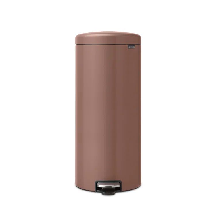 Satin Taupe 8-Gallon Fingerprint Resistant Step-On Trash Can