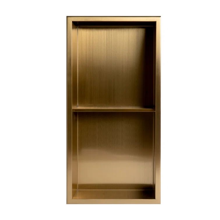 Brushed Gold Stainless Steel Double Shelf Shower Niche