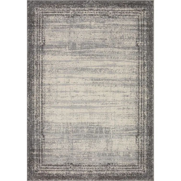 Large Pebble Charcoal Abstract Wool Synthetic Area Rug