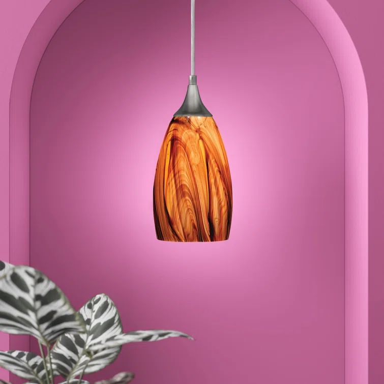 Milano Satin Nickel Mini Pendant with Hand-Blown Glass