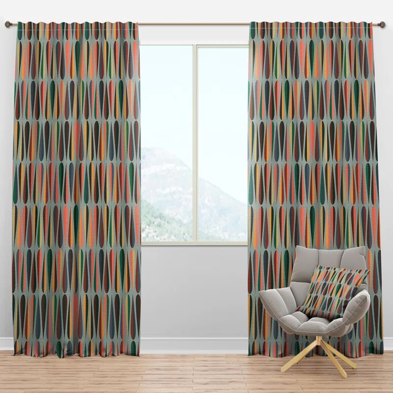 Teal Geometric Blackout Polyester Window Panel 52"W x 63"L