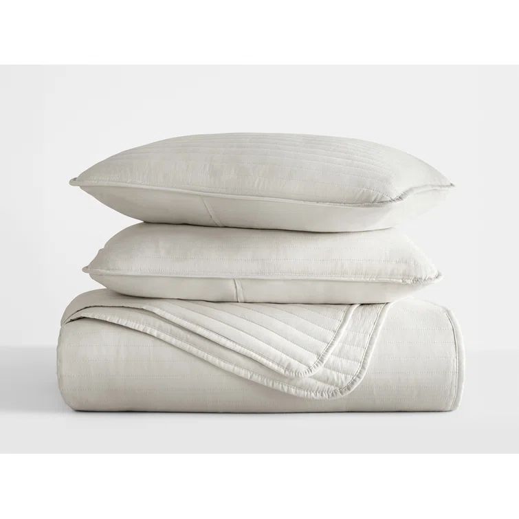 Natural Microfiber Full Reversible Quilt Set with Shams