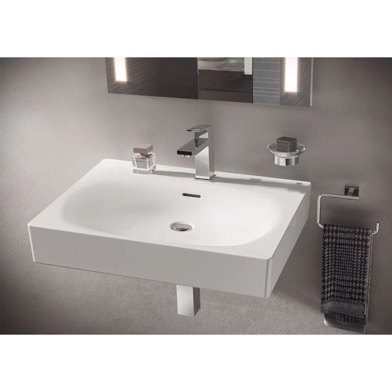 Eurocube Alpine White 24" Ceramic Wall-Mount Bathroom Sink