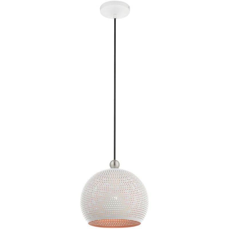 Dublin White and Brushed Nickel Crystal Globe Pendant