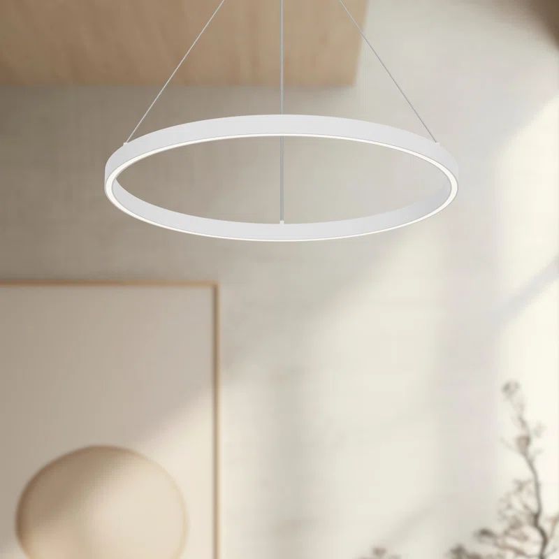 Cerchio 23.63" White Aluminum LED Geometric Chandelier