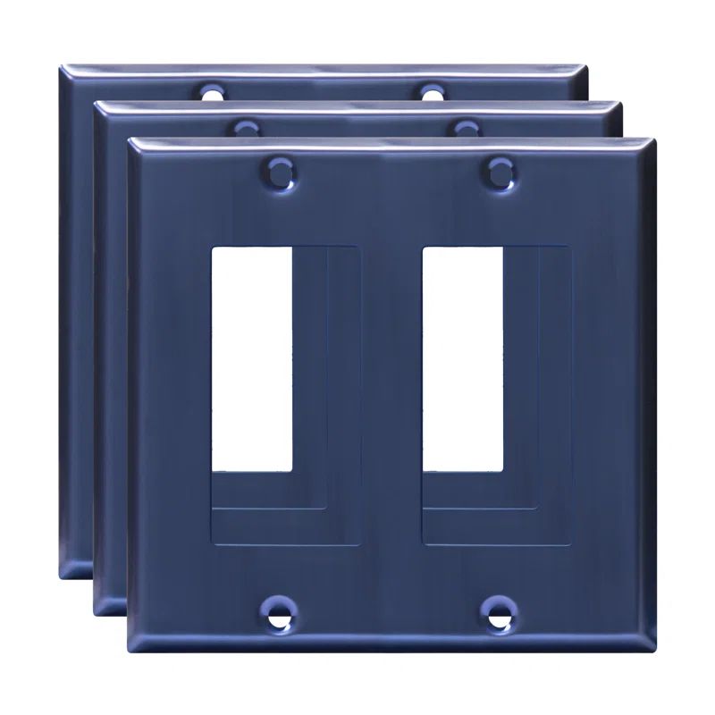 Brushed Blue Metal 2-Gang Decorator/Rocker Wall Plate Set