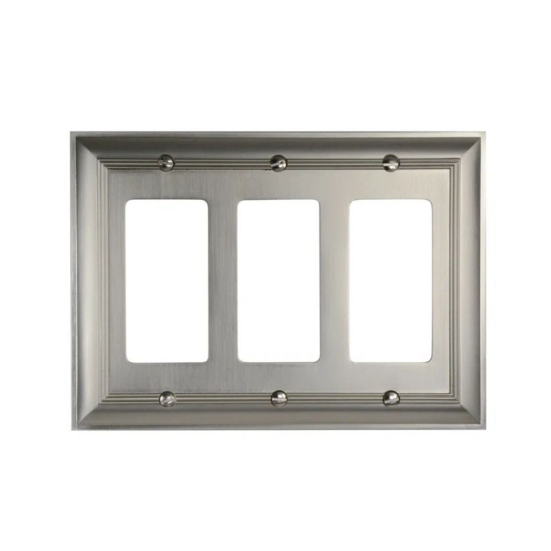 Satin Nickel 3 Rocker Decorative Light Switch Wall Plate