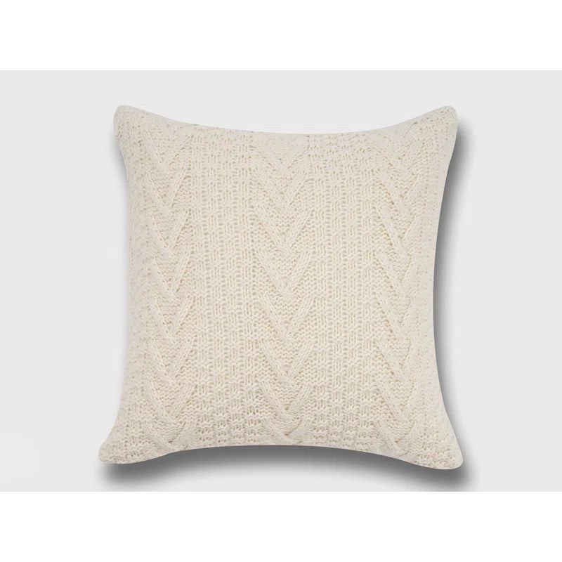 20" White Chunky Sweater Knit Square Throw Pillow