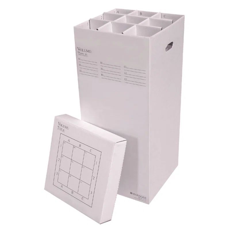 White Cardboard 9-Slot Rolled File Storage Box