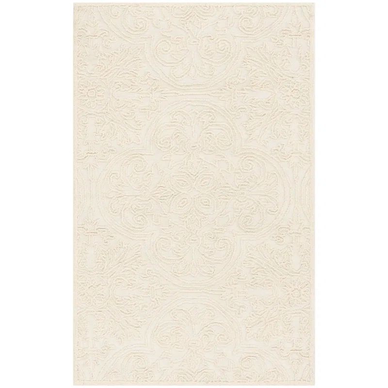 Ivory Hand-Tufted Wool and Synthetic 4' x 6' Area Rug