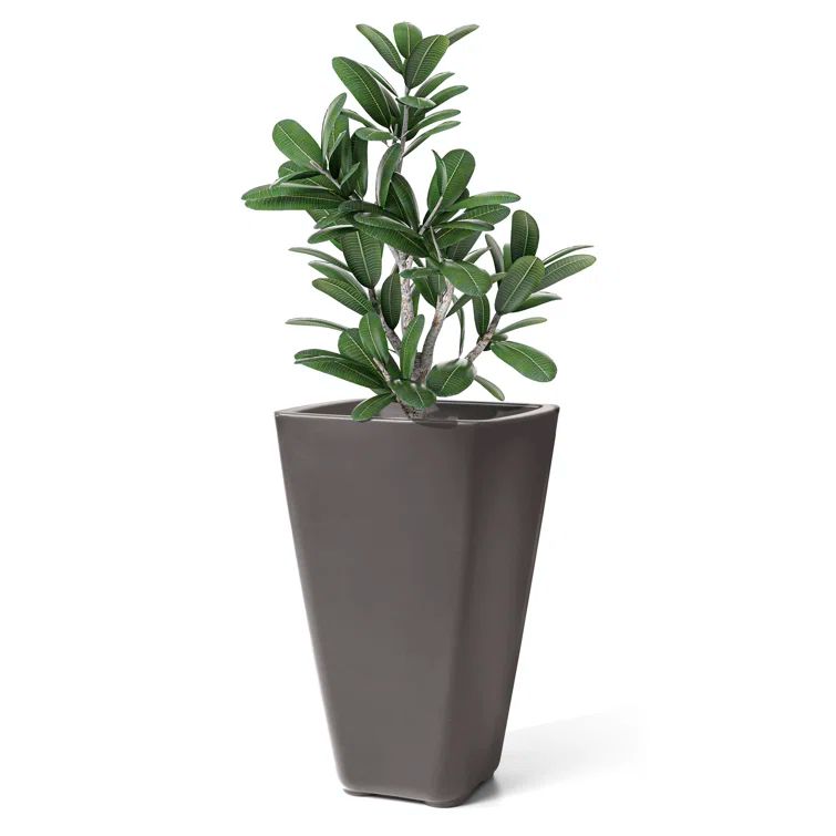 Bridgeview Dark Cedar Square Tapered Self-Watering Planter, 32 Gallon