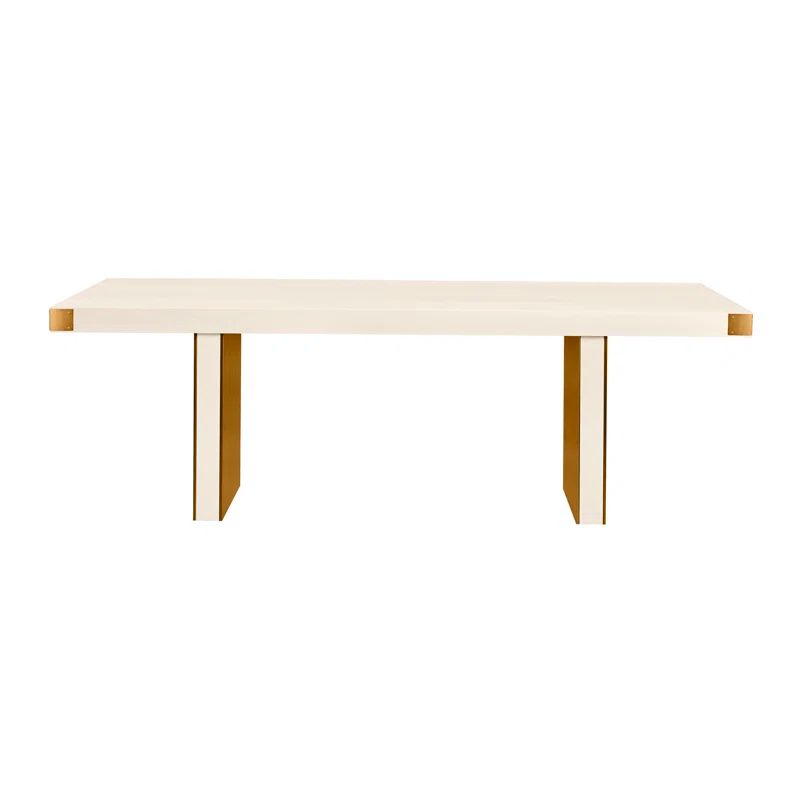 Cream and Gold Ash Wood Rectangular Dining Table