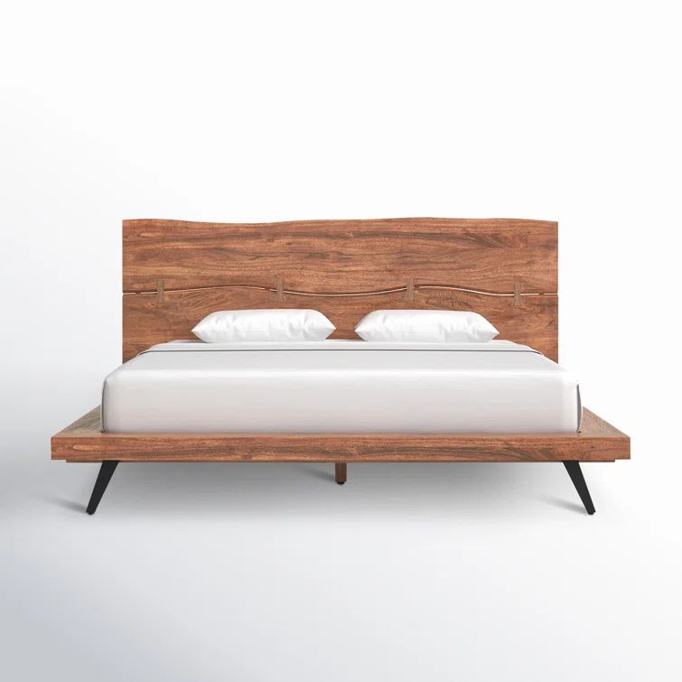 Madagascar King-Sized Contemporary Brown Wood Platform Bed