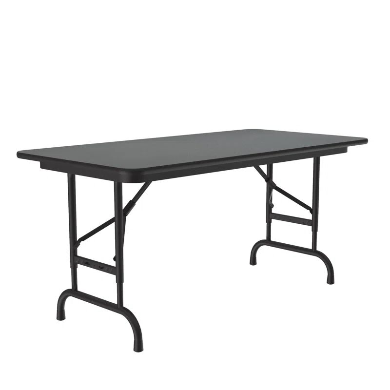 Black Adjustable Height Steel Frame Melamine Folding Table