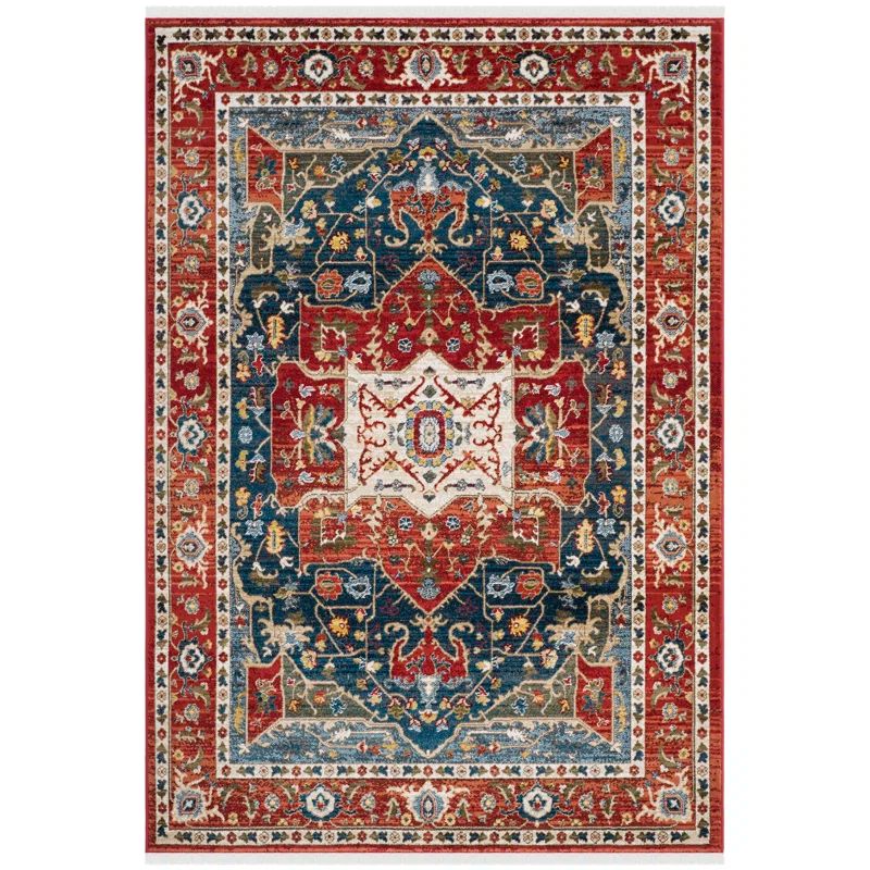 Elegant Medallion 6' x 9' Red Synthetic Area Rug
