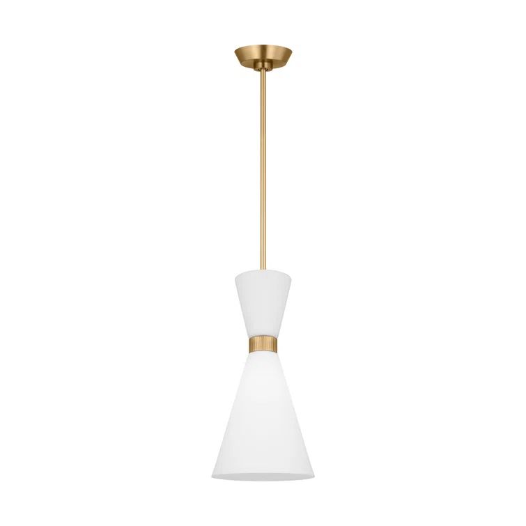 Satin Brass Mini Pendant with Etched Glass Shade