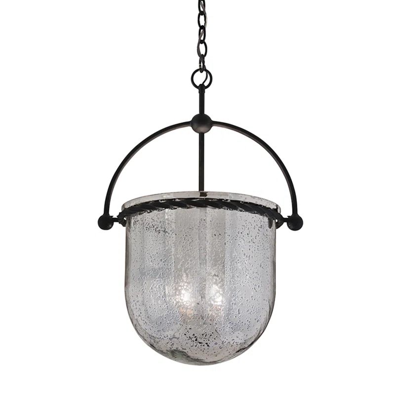 Mercury Glass and Iron Pendant Light with LED Bulbs