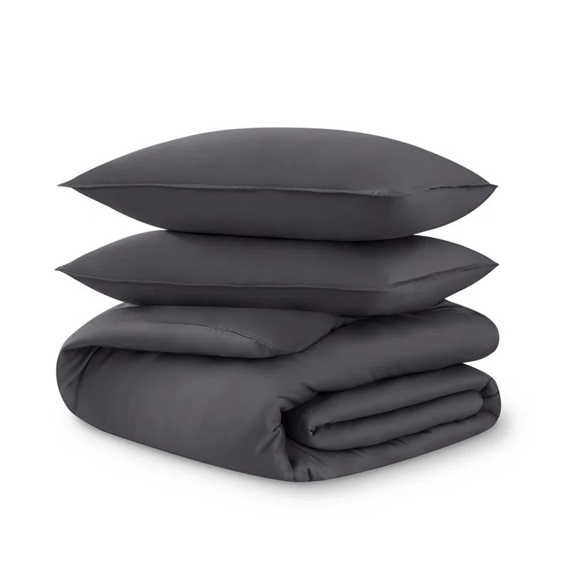 Full/Queen Forged Iron Grey TENCEL Lyocell Duvet Cover Set