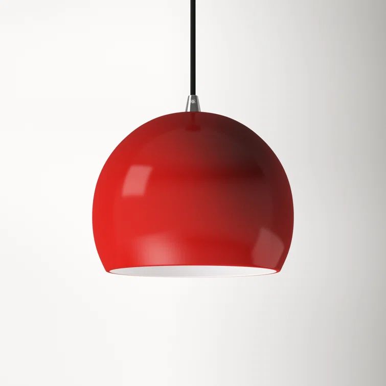 Contemporary Shiny Red Aluminum Mini Pendant with White Interior