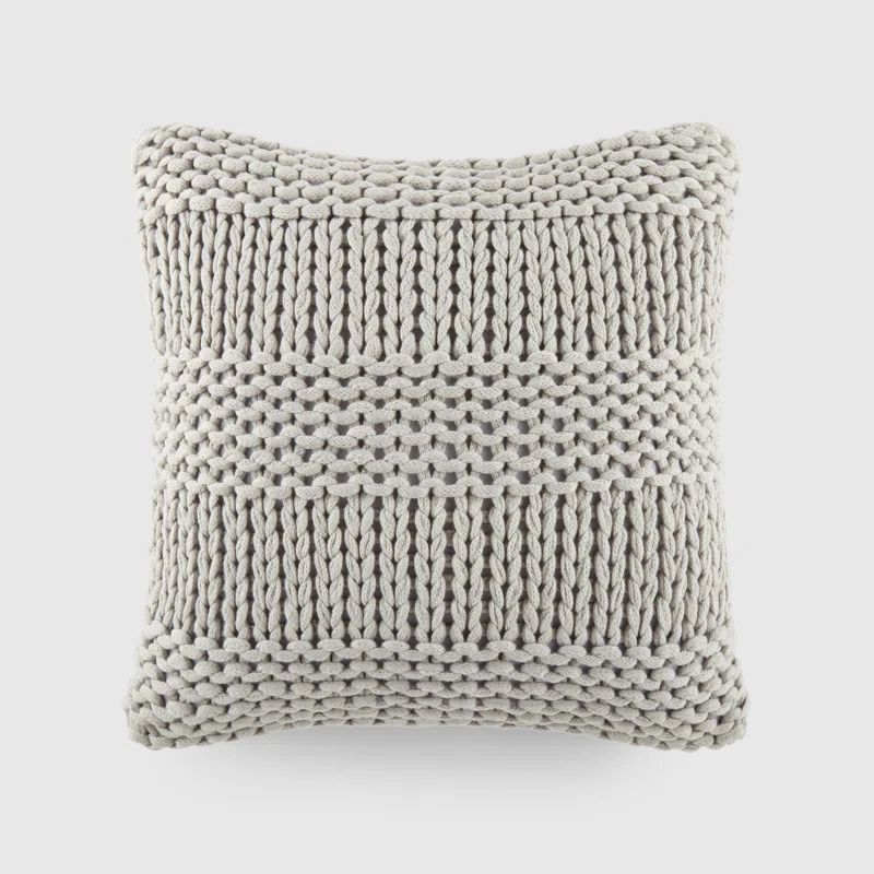 Light Gray Chunky Knit Acrylic Throw Pillow Set
