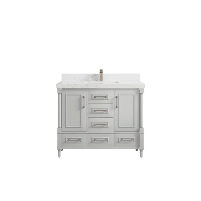 Aberdeen Gray 42'' Single Bathroom Vanity with Quartz Top