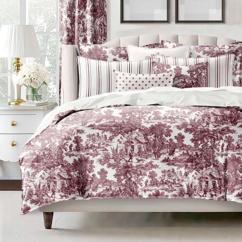 Twin Ivory Cotton Twill Toile Duvet Cover Set