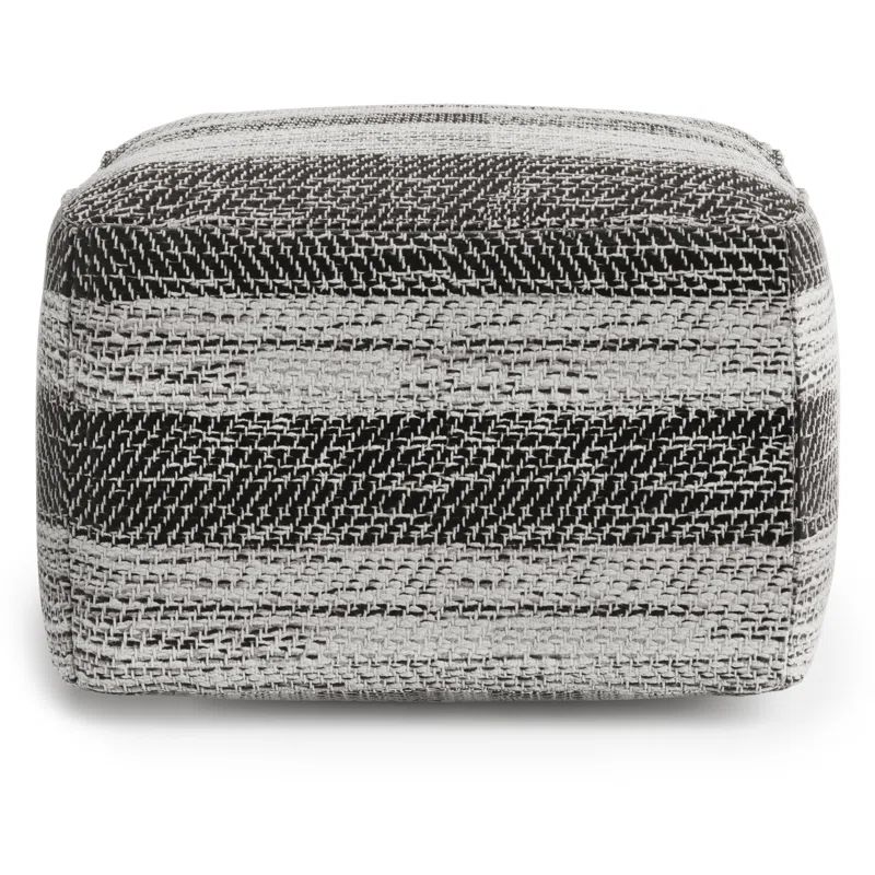 Gray Melange Cotton Square Pouf with Polystyrene Filling