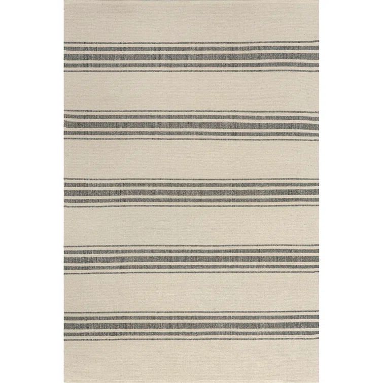 Beige and Gray Striped Cotton 6' x 9' Area Rug