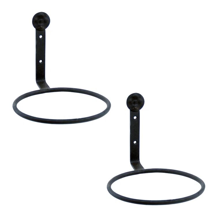 Black Iron Wall Mounted Flower Pot Holder Brackets, Set of 2