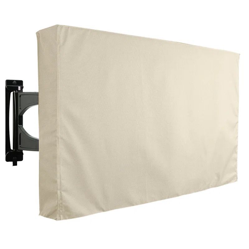Beige 30"-32" Weatherproof Polyester TV Cover with Remote Pocket